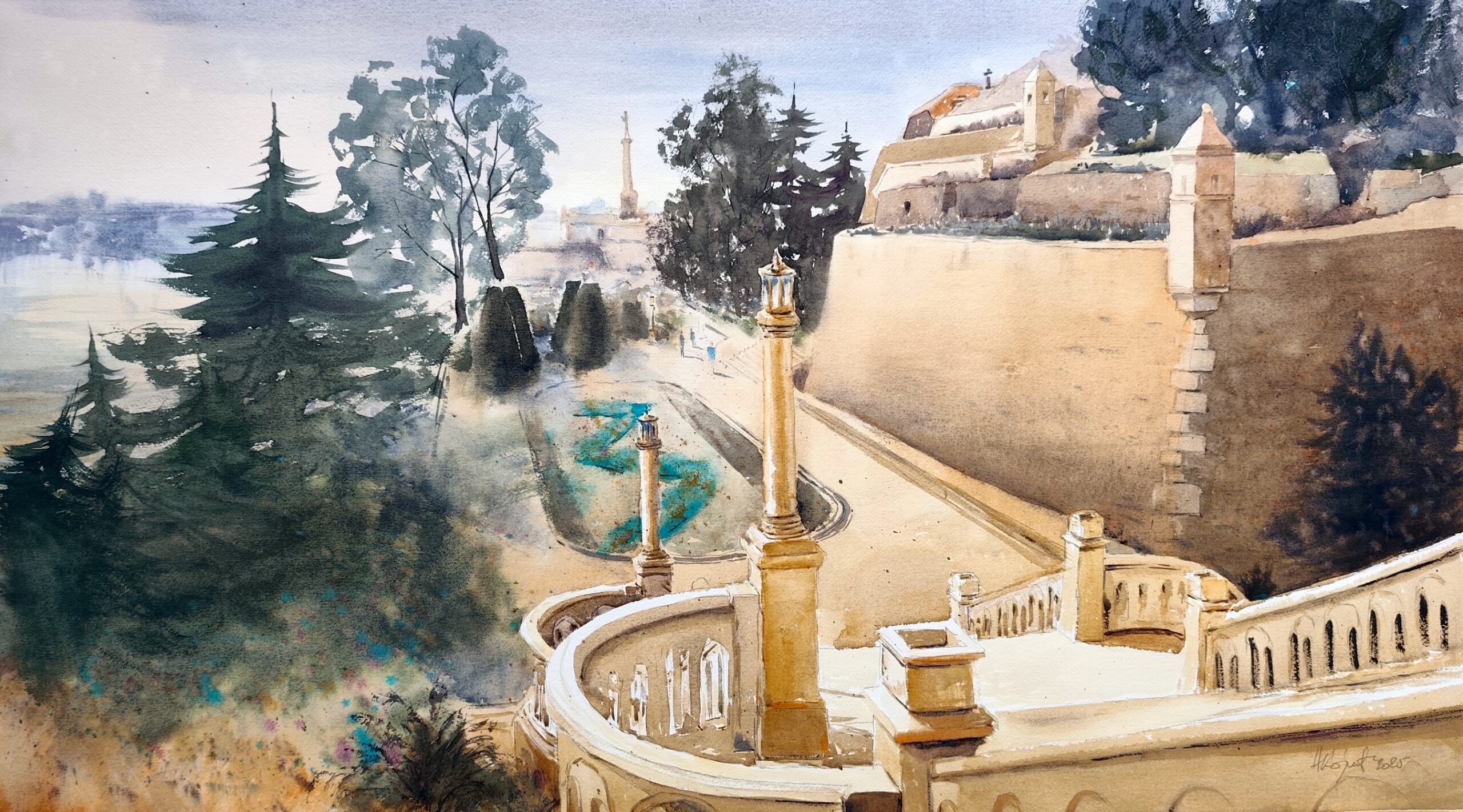 Big stairs Kalemegdan view Belgrade 52 x 94 cm 2025