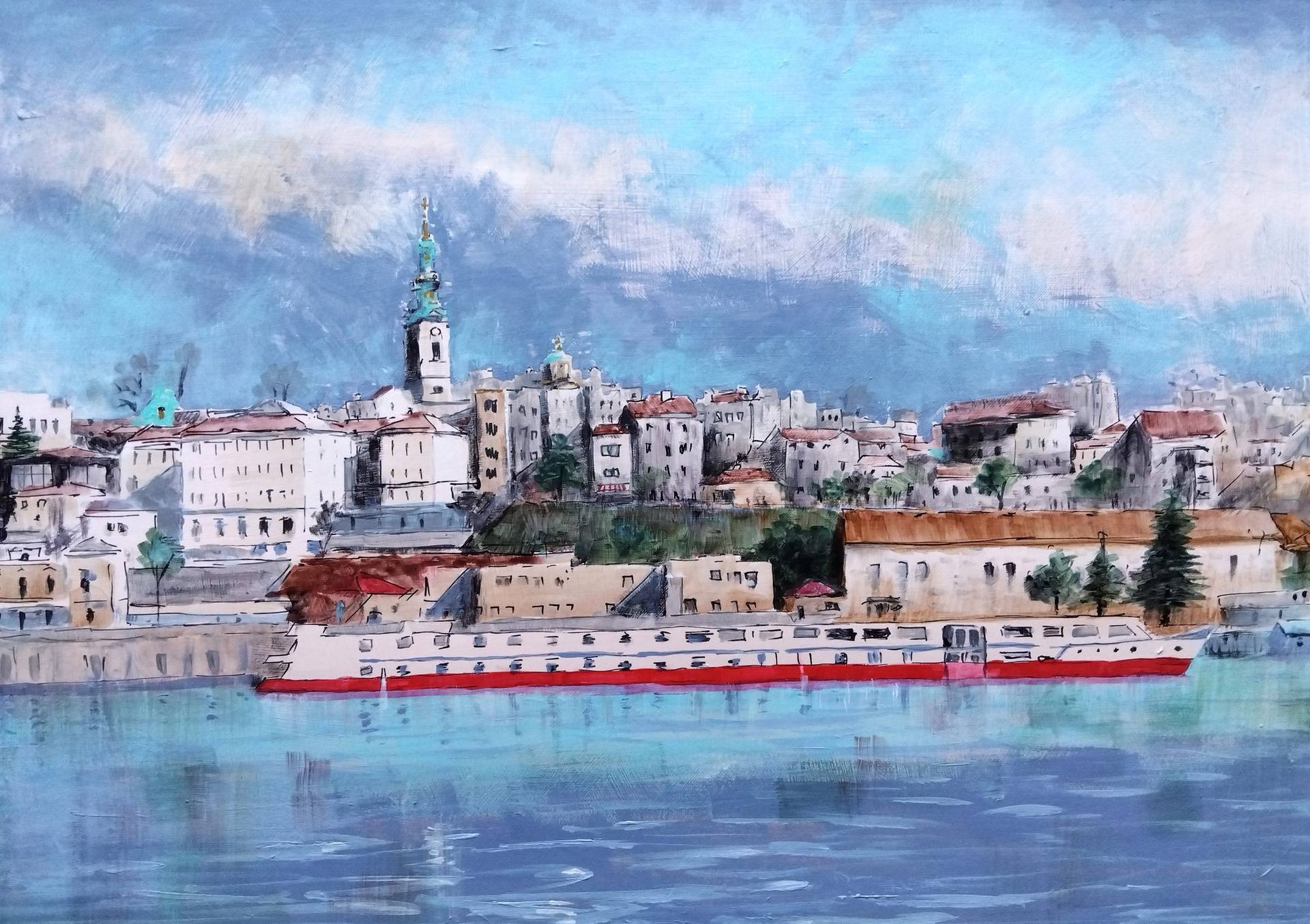 Pogled na Savamalu Beograd 46×32 cm 2024