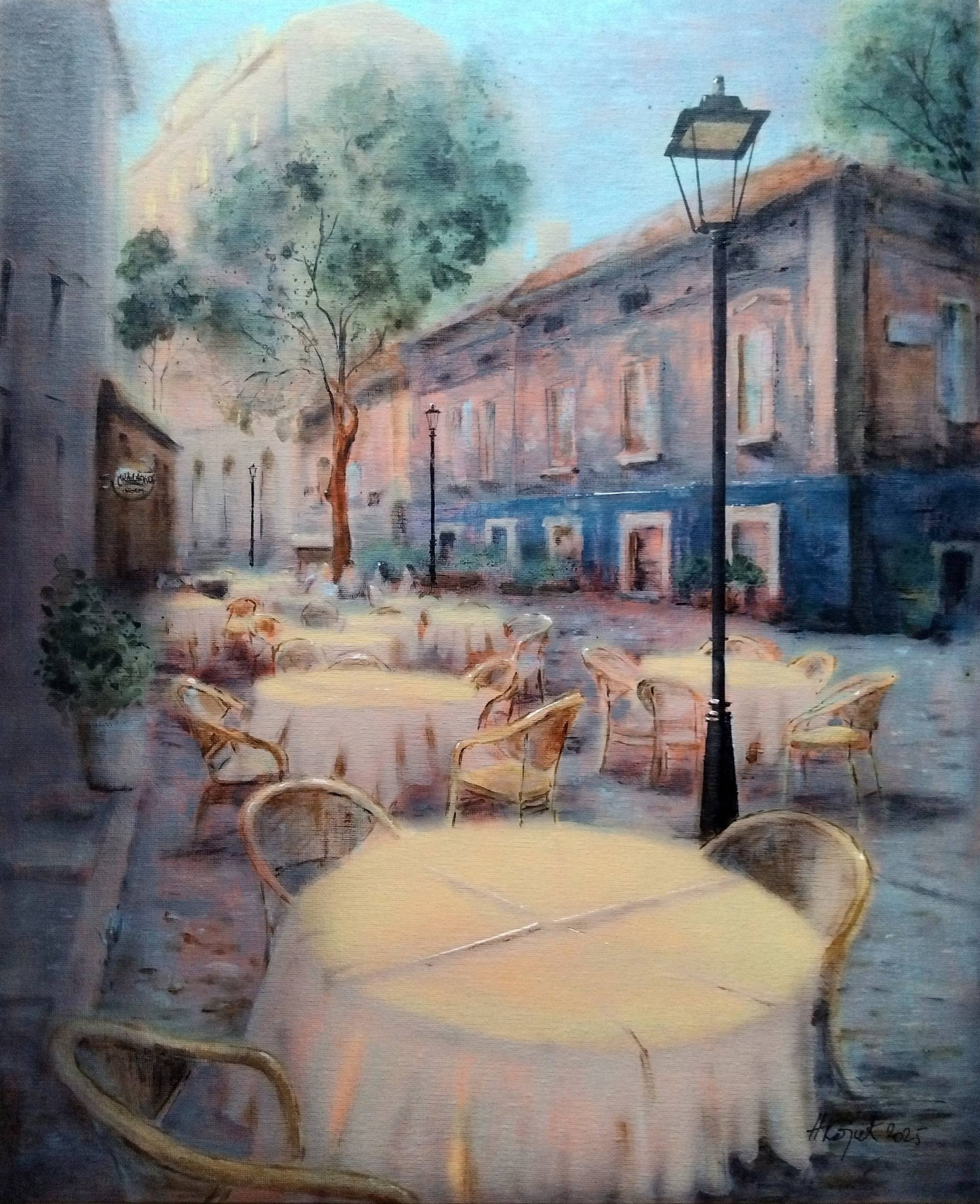Put od žutih stolova, Skadarlija, Beograd 45x55cm 2025