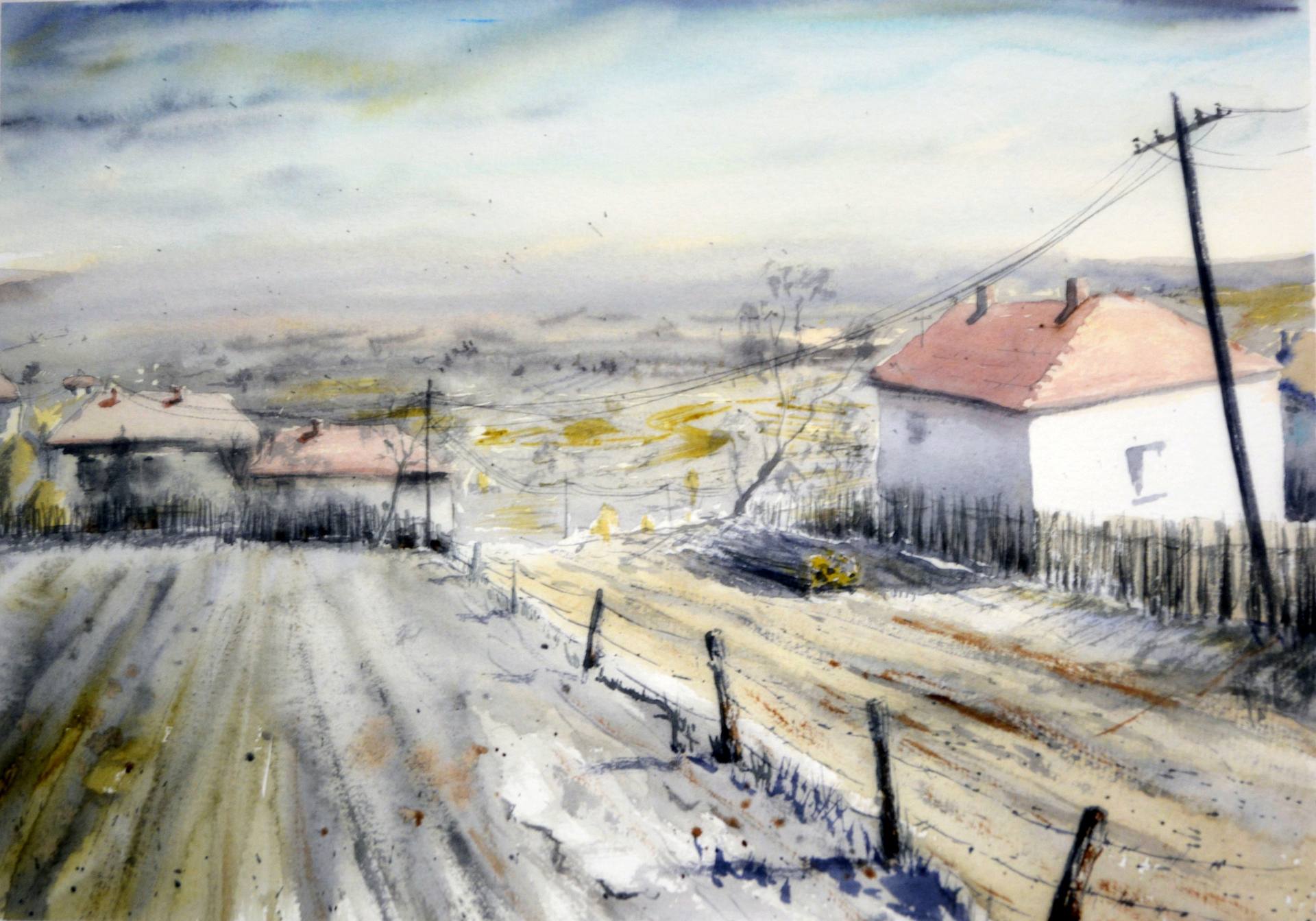 Širina – originalna akvarelna slika pejzaža
