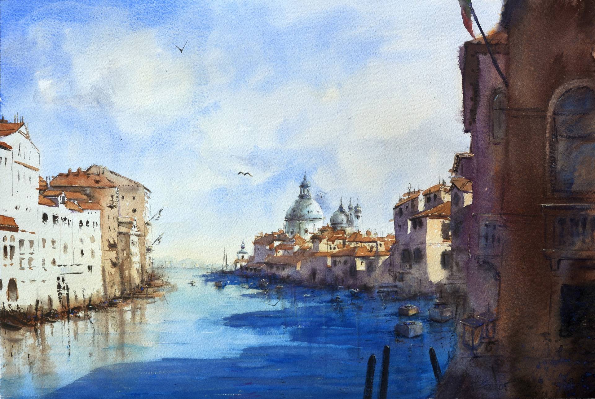 Hram Svete Marije i pogled na more Venecija Italija