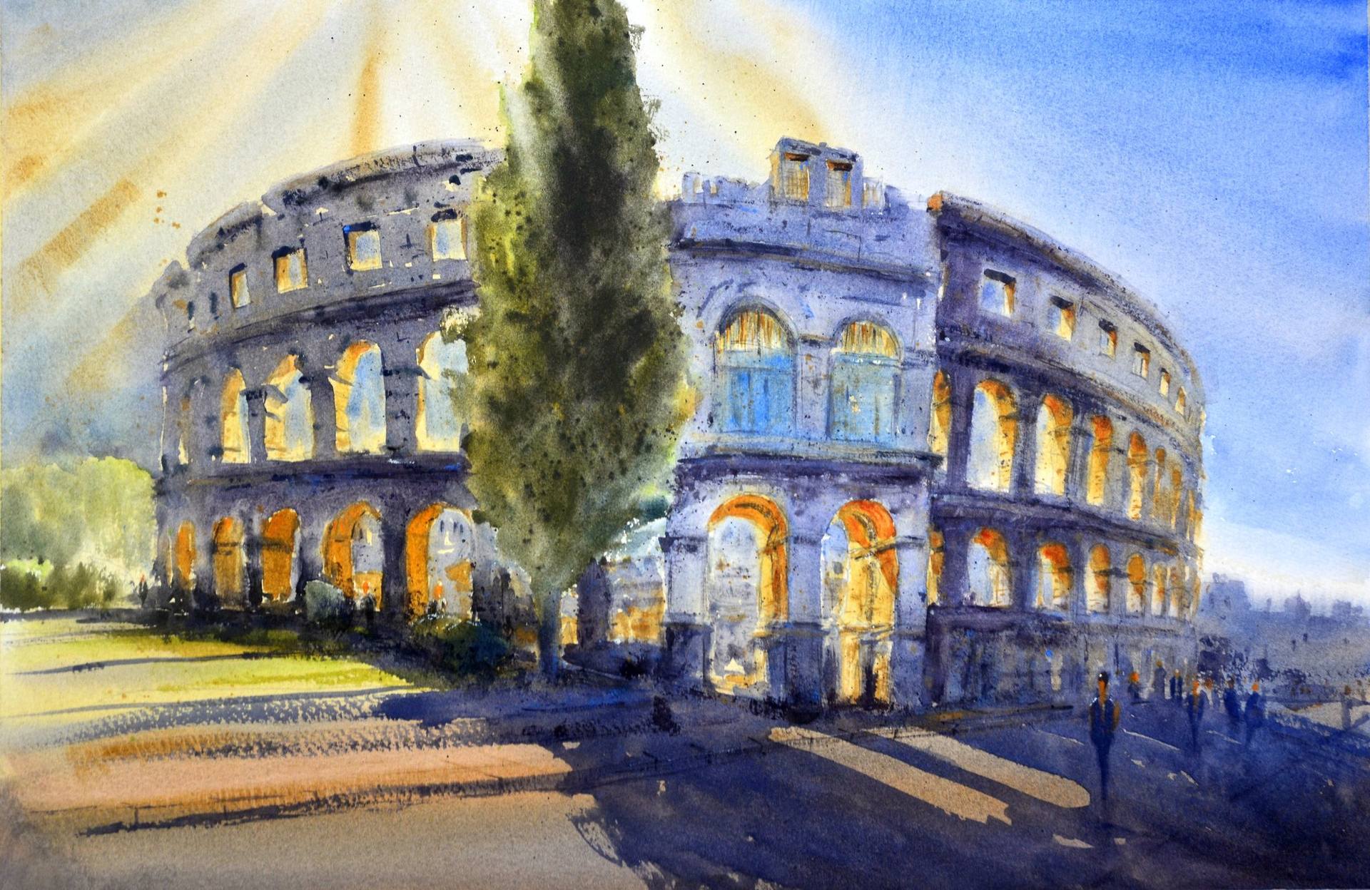 Antički rimski amfiteatar Pula Hrvatska 53x35cm 2020