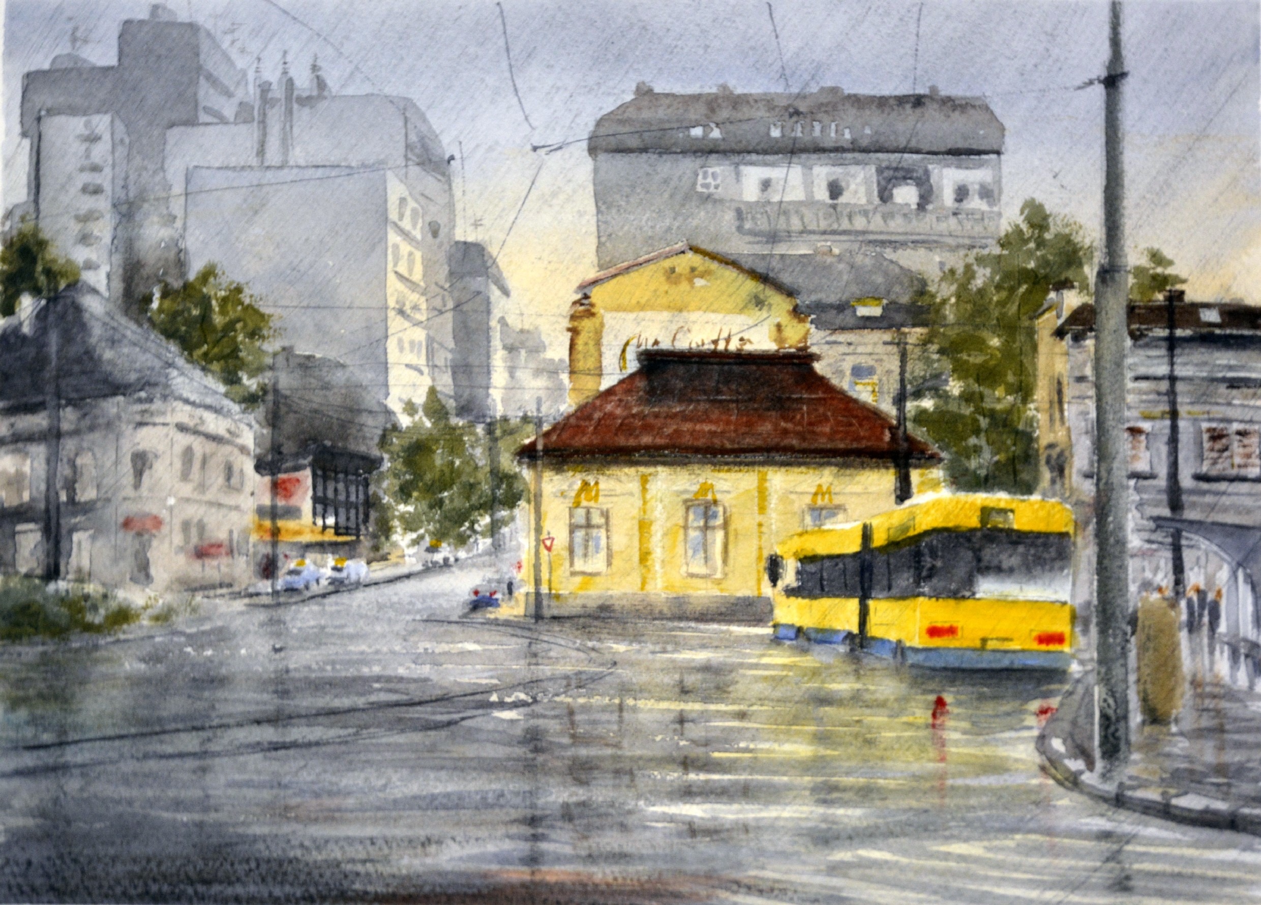 Kiša na trgu Slavija / Rain on Slavija square